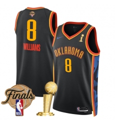 Men's Oklahoma City Thunder #8 Jalen Williams Black 2025 Finals And Finals Champions City Edition Stitched Basketball Jersey