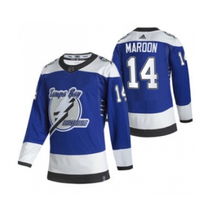 Men's Tampa Bay Lightning #14 Patrick Maroon Blue 2020-21 Reverse Retro Alternate Hockey Jersey