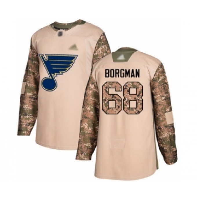 Youth St. Louis Blues #68 Andreas Borgman Authentic Camo Veterans Day Practice Hockey Jersey