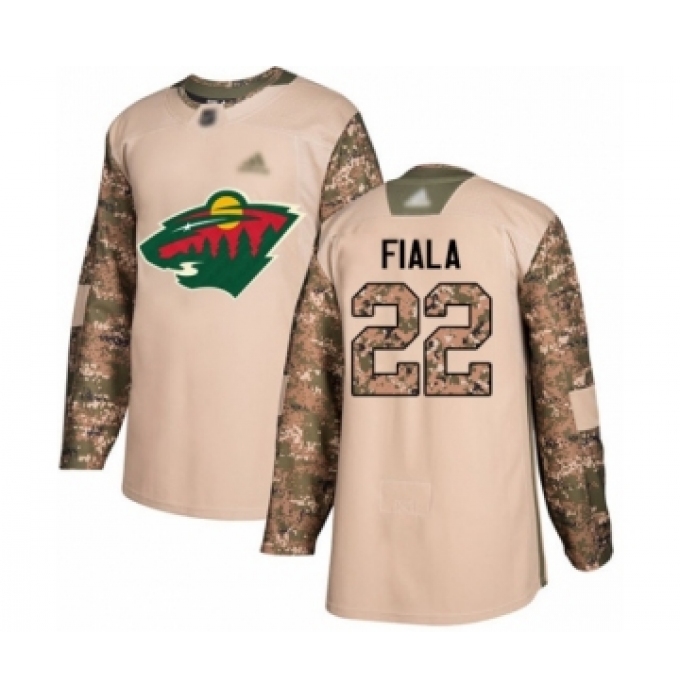 Men's Minnesota Wild #22 Kevin Fiala Authentic Camo Veterans Day Practice Hockey Jersey