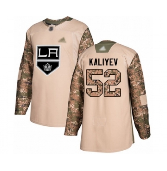 Men's Los Angeles Kings #52 Arthur Kaliyev Authentic Camo Veterans Day Practice Hockey Jersey