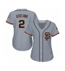 Women's San Francisco Giants #2 Abiatal Avelino Authentic Grey Road 2 Cool Base Baseball Player Jersey