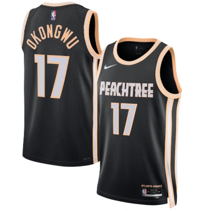 Men's Atlanta Hawks #17 Onyeka Okongwu Black 2025-26 City Edition Swingman Stitched Jersey