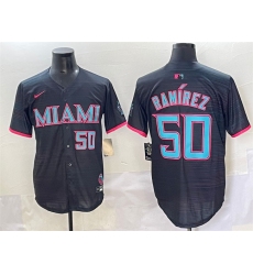 Men's Miami Marlins #50 Agustín Ramírez Black 2025 City Connect Limited Stitched Baseball Jersey