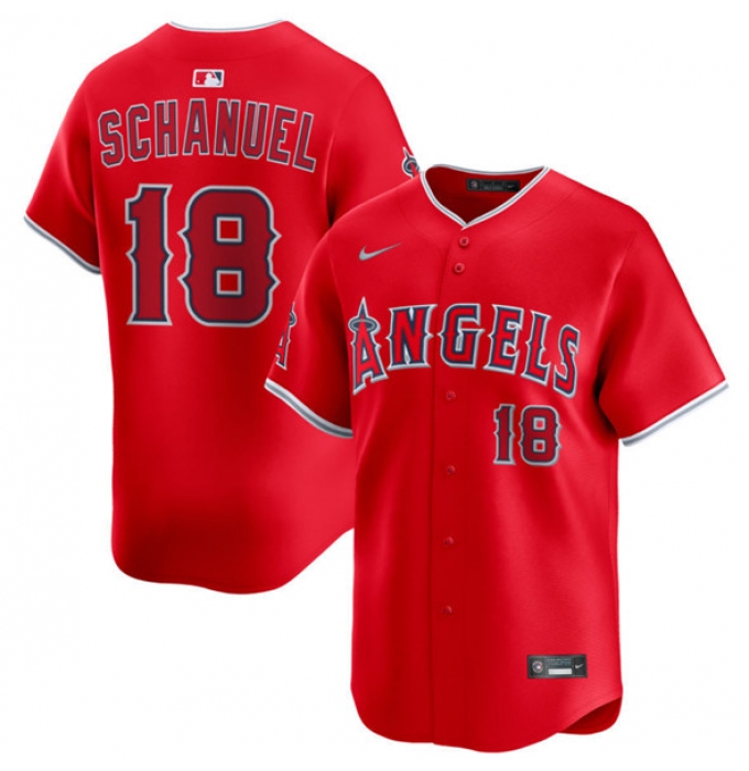 Men's Los Angeles Angels #18 Nolan Schanuel Red Alternate Limited Stitched Baseball Jersey