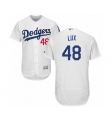 Men's Los Angeles Dodgers #48 Gavin Lux White Home Flex Base Authentic Collection Baseball Player Jersey