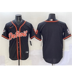 Men's Detroit Tigers Blank Black With Cool Base Stitched Baseball Jersey