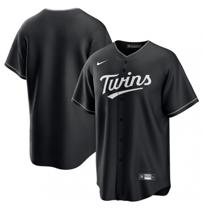 Men's Minnesota Twins Blank Black Lights Out Limited Stitched Baseball Jersey