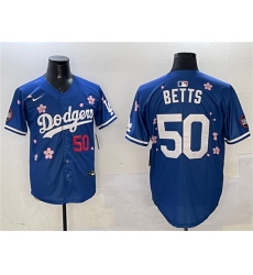 Men's Los Angeles Dodgers #50 Mookie Betts Royal 2025 Tokyo Series Limited Stitched Baseball Jersey