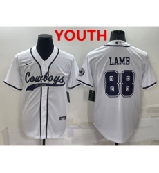 Youth Dallas Cowboys #88 CeeDee Lamb White Stitched Cool Base Nike Baseball Jersey