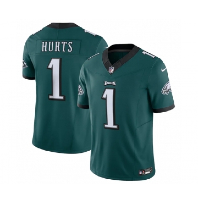 Men's Philadelphia Eagles #1 Jalen Hurts Green 2023 F.U.S.E. Vapor Untouchable Limited Stitched Football Jersey