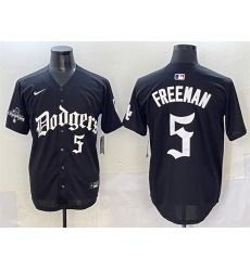 Men's Los Angeles Dodgers #5 Freddie Freeman Black 2025 LA Gothic Style With 2024 World Series Champions Vapor Premier Limited Stitched Baseball Jersey