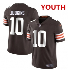 Youth Cleveland Browns #10 Quinshon Judkins Brown 2025 Vapor Limited Football Stitched Jersey