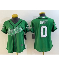 Women's Philadelphia Eagles #0 D’andre Swift Green Cool Base Stitched Baseball Jersey