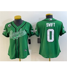 Women's Philadelphia Eagles #0 D’andre Swift Green With 3-Star C Cool Base Stitched Baseball Jersey