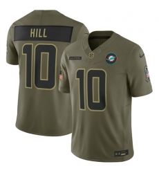 Men's Miami Dolphins #10 Tyreek Hill Olive 2025 F.U.S.E. Salute to Service Limited Football Stitched Jersey