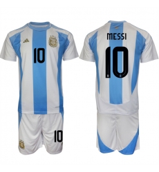 Men's Argentina #11 Di maria White Blue 2024-25 Home Soccer Jersey Suit