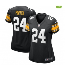 Women's Pittsburgh Steelers #24 Joey Porter Jr. Black Stitched Game Jersey