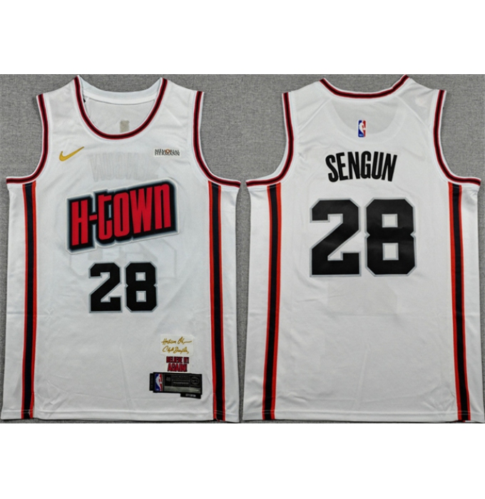 Men's Houston Rockets #28 Alperen Sengun White 2024-25 City Edition Stitched Jersey