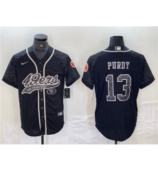 Men's San Francisco 49ers #13 Brock Purdy Black Reflective With Cool Base Stitched Baseball Jersey