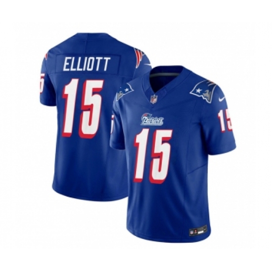 Men's Nike New England Patriots #15 Ezekiel Elliott Blue 2023 F.U.S.E. Vapor Limited Football Stitched Jersey Men's Nike New England Patriots #15 Ezekiel Elliott Blue 2023 F.U.S.E. Vapor Limited Football Stitched Jersey