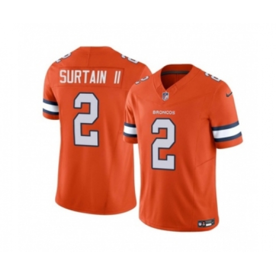 Men's Nike Denver Broncos #2 Pat Surtain II Orange 2023 F.U.S.E. Vapor Untouchable Football Stitched Jersey Men's Nike Denver Broncos #2 Pat Surtain II Orange 2023 F.U.S.E. Vapor Untouchable Football Stitched Jersey