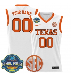 Men's Texas Longhorns Active Player Custom White 2025 Sec Women’s Final Four Patch Lightweight Stitched Basketball Jersey