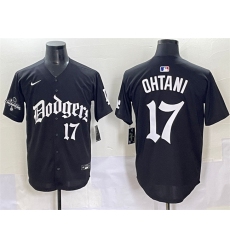 Men's Los Angeles Dodgers #17 Shohei Ohtani Black 2025 LA Gothic Style With 2024 World Series Champions Vapor Premier Limited Stitched Baseball Jersey