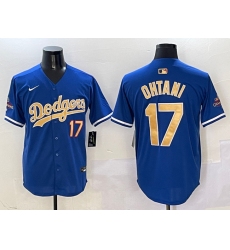 Men's Los Angeles Dodgers #17 Shohei Ohtani Royal 2025 Gold Collection Limited Stitched Baseball Jersey