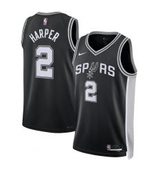 Men's San Antonio Spurs #2 Dylan Harper Nike Black 2025 NBA Draft First Round Pick Swingman Jersey