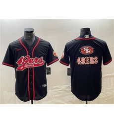 Men's San Francisco 49ers Black Team Big Logo With Cool Base Stitched Baseball Jersey1