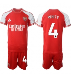 Men's Arsenal F.C #4 Ben White Red 2025 Home Soccer Jersey Suit