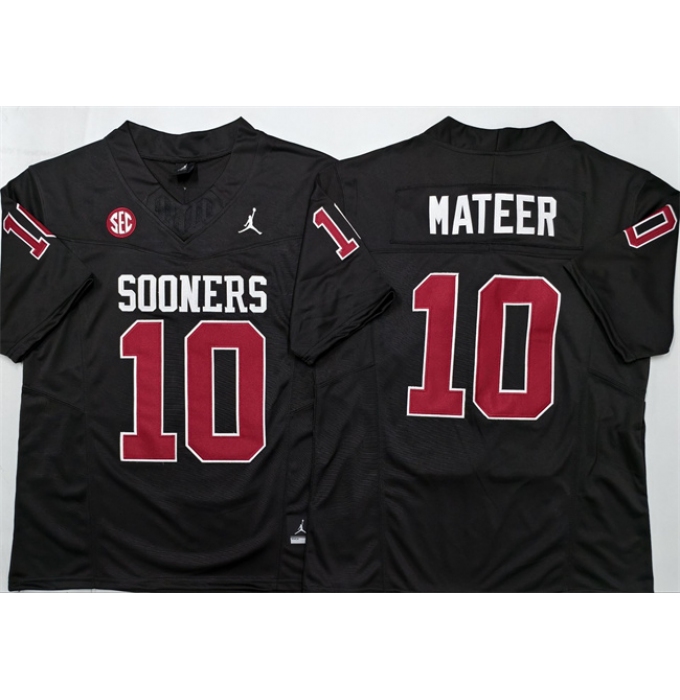 Men's Oklahoma Sooners #10 John Mateer Black 2025 F.U.S.E. Stitched Jersey