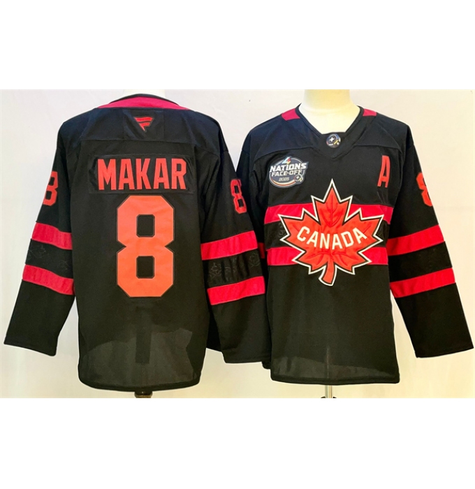 Men's Canada #8 Cale Makar Black 2025 4 Nations Face-Off Premium With A Stitched Jersey