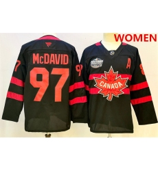 Women's Canada #97 Connor McDavid Black 2025 4 Nations Face-Off Premium With A Stitched Jersey