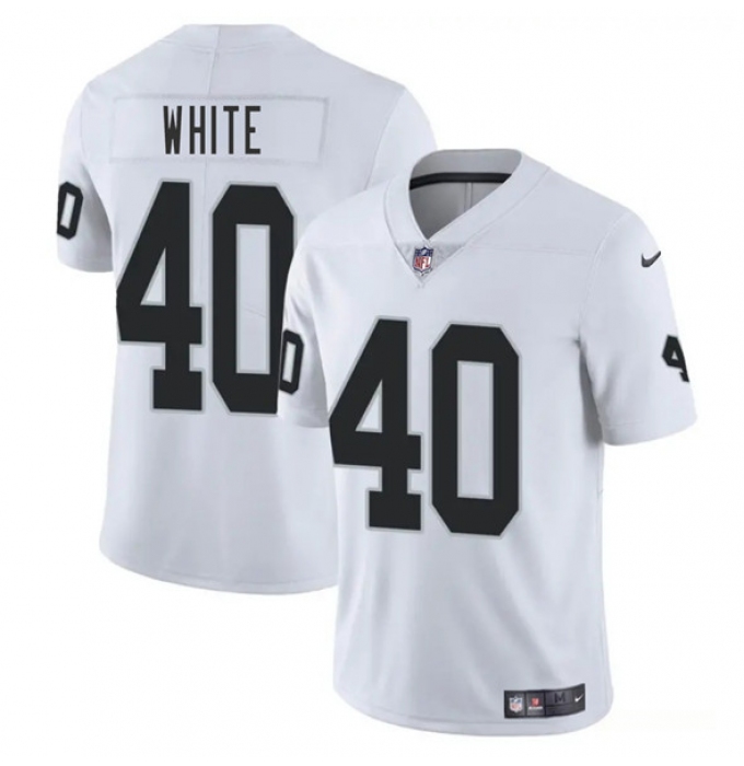 Men's Las Vegas Raiders #40 Devin White White 2025 Vapor Football Stitched Jersey