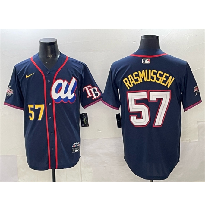 Men's American League #57 Drew Rasmussen Navy 2025 All-Star Edition Limited Stitched Baseball Jersey