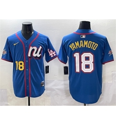 Men's National League #18 Yoshinobu Yamamoto Blue 2025 All-Star Edition Limited Stitched Baseball Jersey