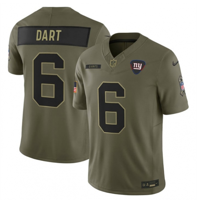Men's New York Giants #6 Jaxson Dart Olive 2025 F.U.S.E. Salute to Service Limited Football Stitched Jersey