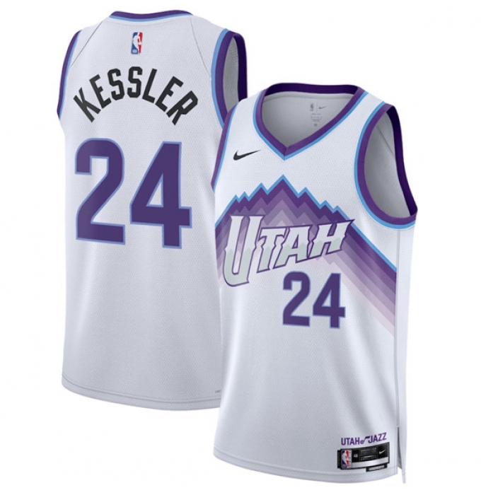Men's Utah Jazz #24 Walker Kessler White 2025 Association Edition Stitched Basketball Jersey