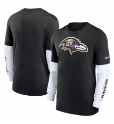 Men's Baltimore Ravens Heather Black Slub Fashion Long Sleeve T Shirt