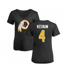 Football Women's Washington Redskins #4 Case Keenum Black Name & Number Logo T-Shirt