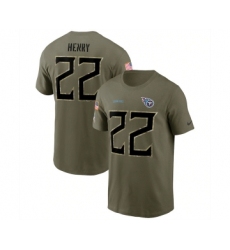 Men's Tennessee Titans #22 Derrick Henry 2022 Olive Salute to Service T-Shirt