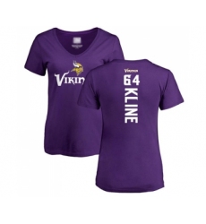 Football Women's Minnesota Vikings #64 Josh Kline Purple Backer Slim Fit T-Shirt