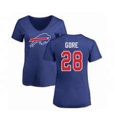 Football Women's Buffalo Bills #28 Frank Gore Royal Blue Name & Number Logo T-Shirt