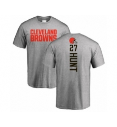 Football Cleveland Browns #27 Kareem Hunt Ash Backer T-Shirt