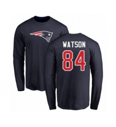 Football New England Patriots #84 Benjamin Watson Navy Blue Name & Number Logo Long Sleeve T-Shirt