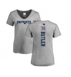 Football Women's New England Patriots #70 Adam Butler Ash Backer V-Neck T-Shirt