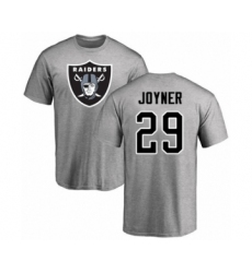 Football Oakland Raiders #29 Lamarcus Joyner Ash Name & Number Logo T-Shirt