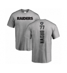 Football Oakland Raiders #77 Trent Brown Ash Backer T-Shirt